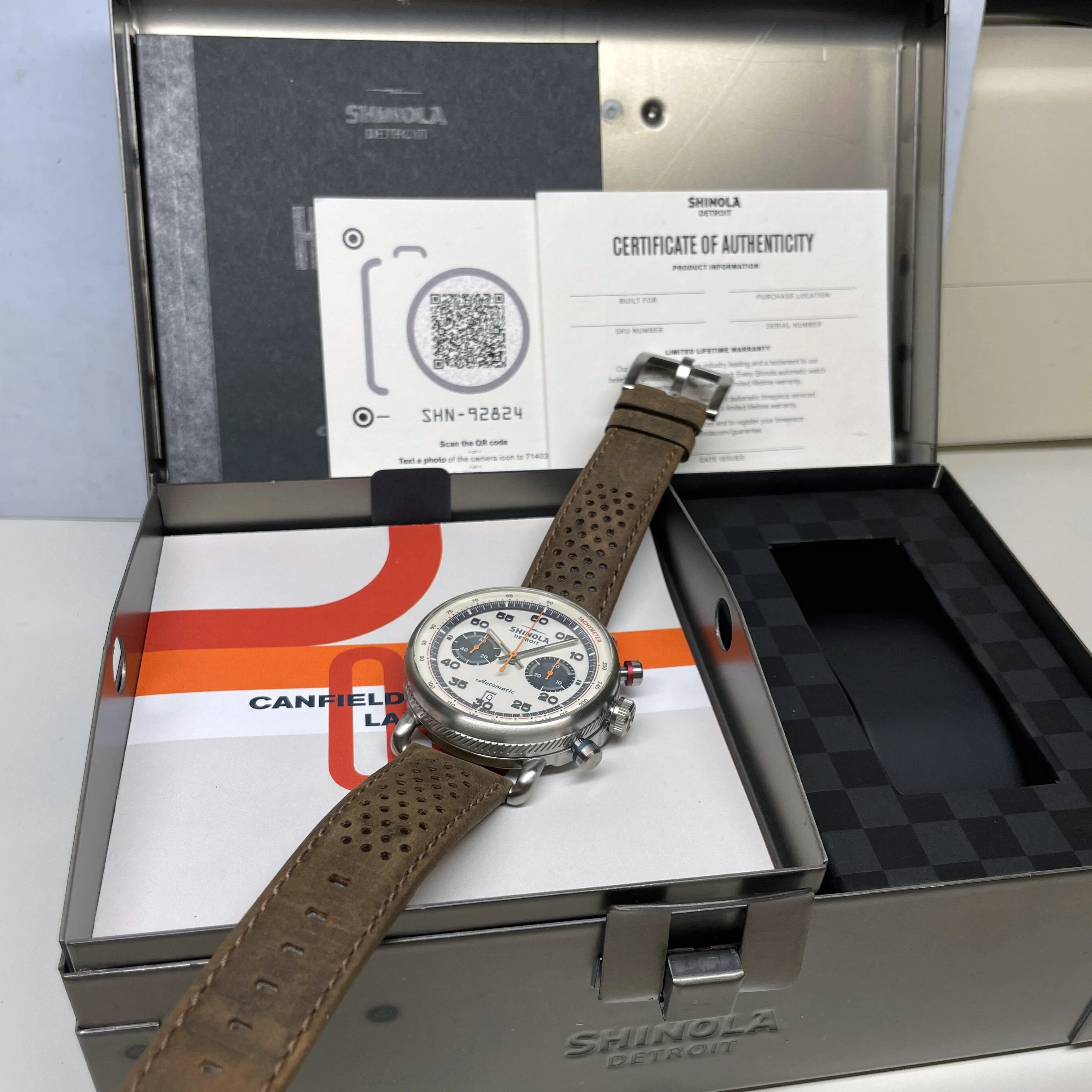 Shinola 44MM Limited Edition Canfield Speedway Brown Leather Watch S0120250982 Lap 05