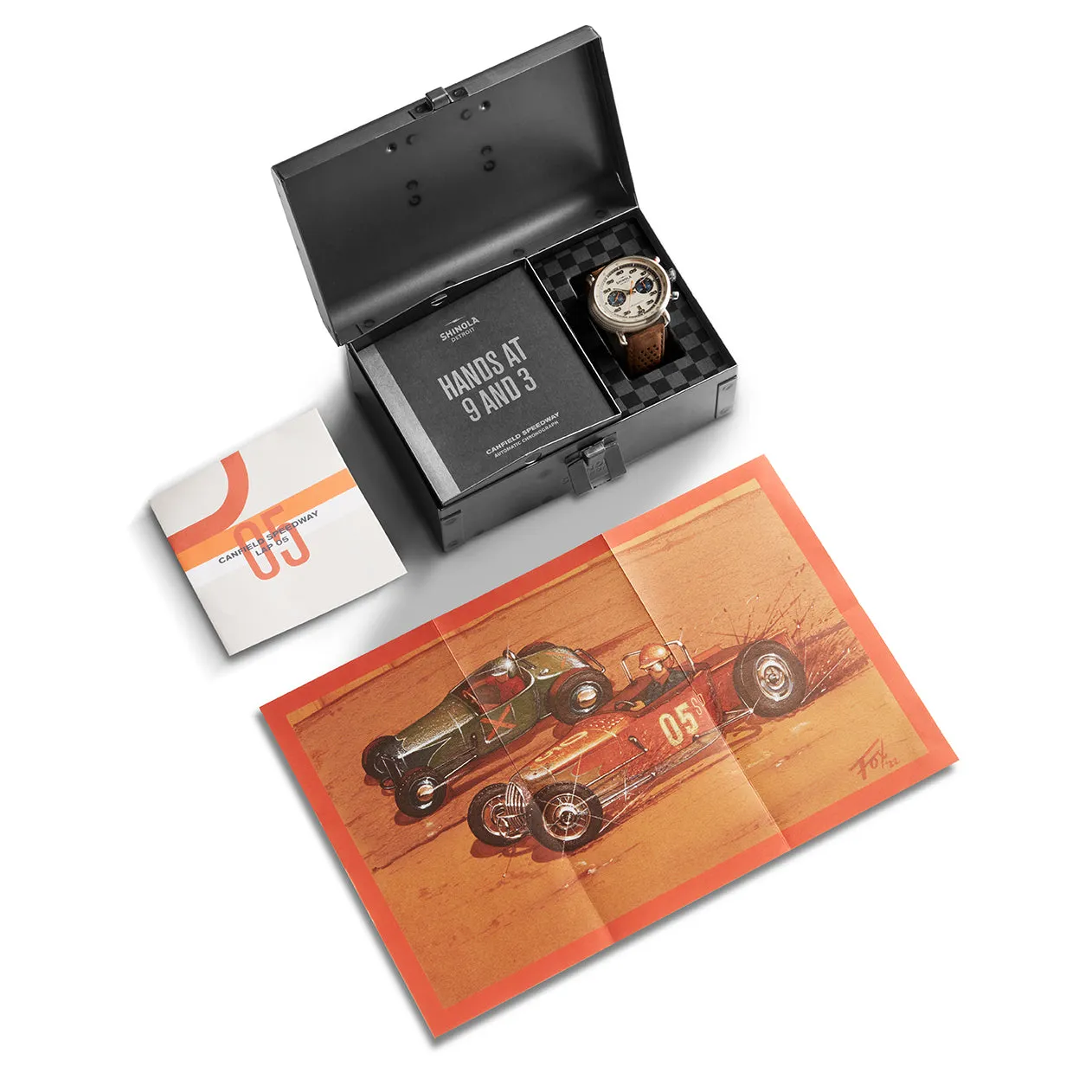 Shinola 44MM Limited Edition Canfield Speedway Brown Leather Watch S0120250982 Lap 05