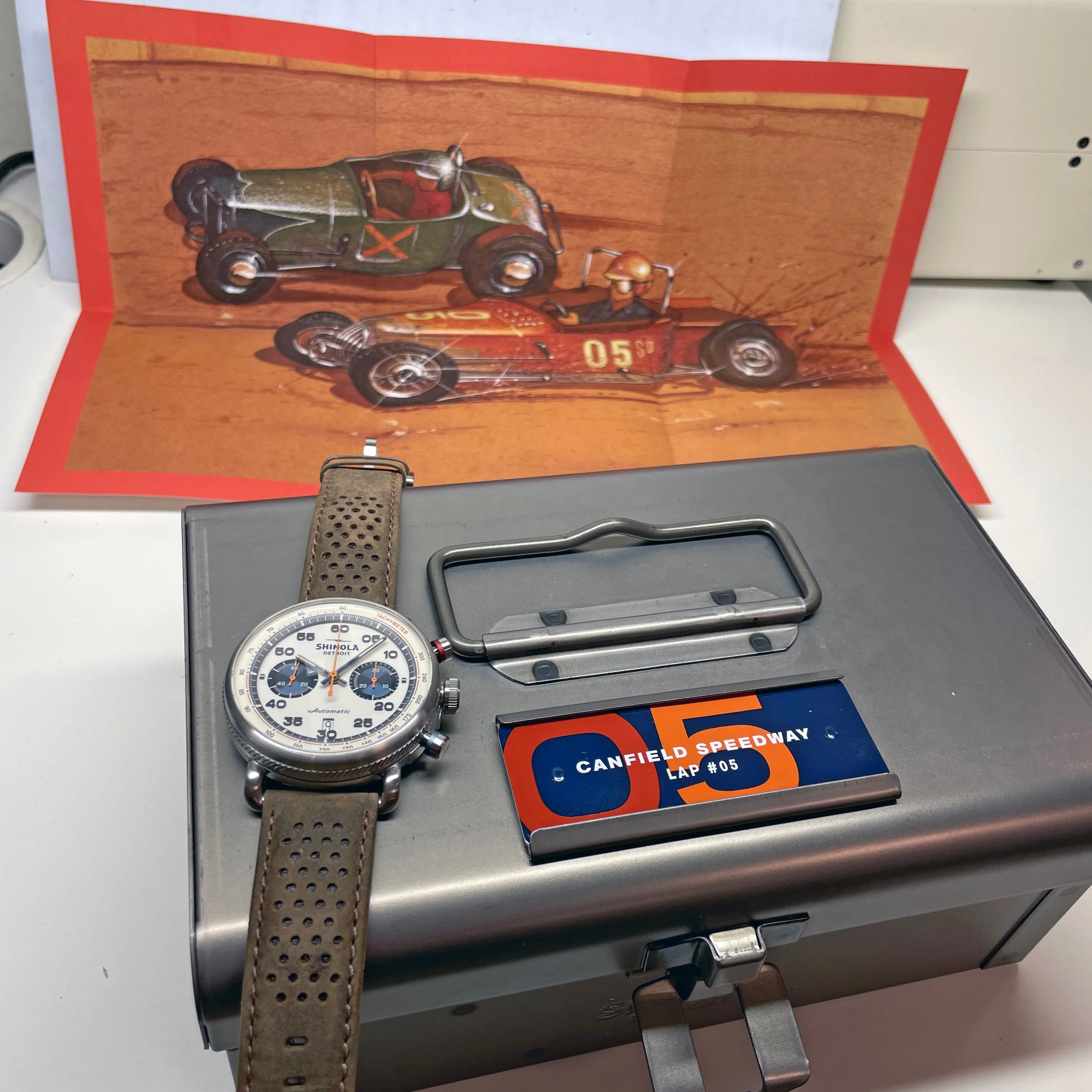 Shinola 44MM Limited Edition Canfield Speedway Brown Leather Watch S0120250982 Lap 05