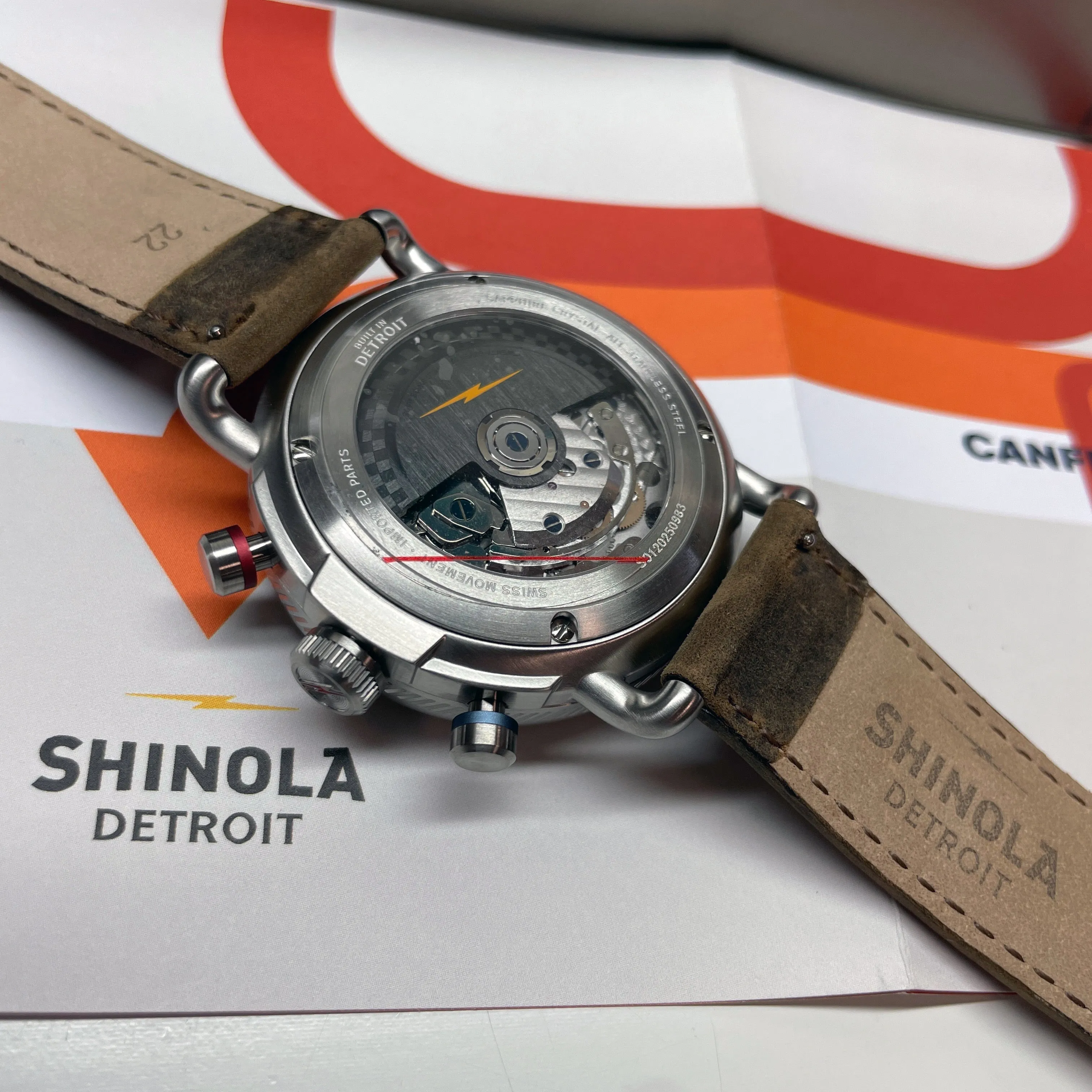 Shinola 44MM Limited Edition Canfield Speedway Brown Leather Watch S0120250982 Lap 05