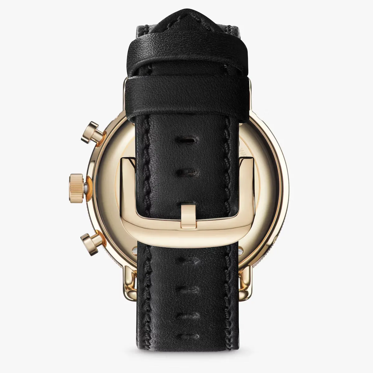 Shinola 45MM Canfield Sport Gold PVD Black Dial Leather Watch S0120109248