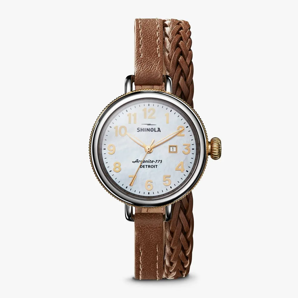 Shinola Birdy 34mm, MOP Whiskey Leather Strap S0120194479