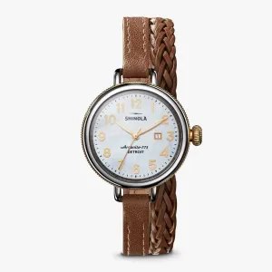 Shinola Birdy 34mm, MOP Whiskey Leather Strap S0120194479