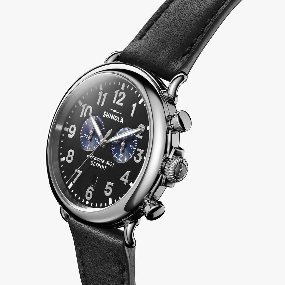 Shinola Runwell Chrono 47mm, Black Leather Strap Watch S0120109242