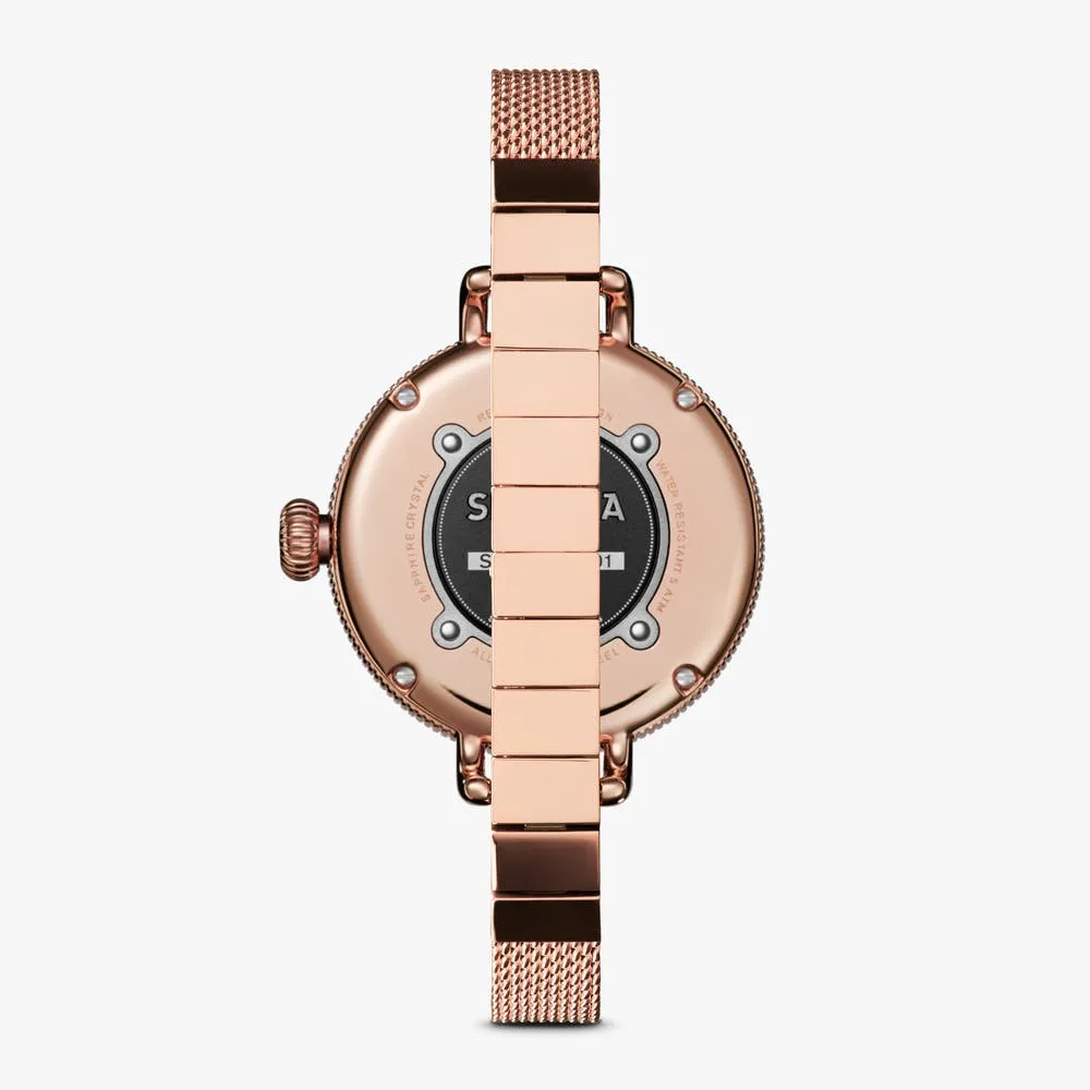 Shinola The Birdy Rose Gold-Tone Mesh Bracelet Watch S0120121837