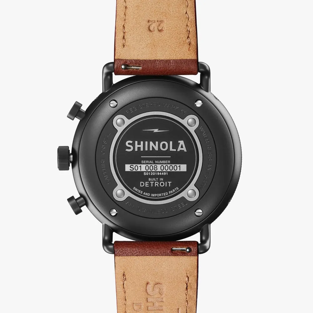 Shinola The Canfield Sport Black Dial Leather Strap Watch S0120194491