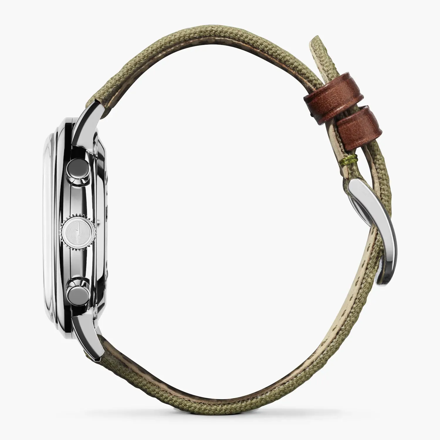 Shinola, The Traveler 42mm Black Dial Green Canvas Strap