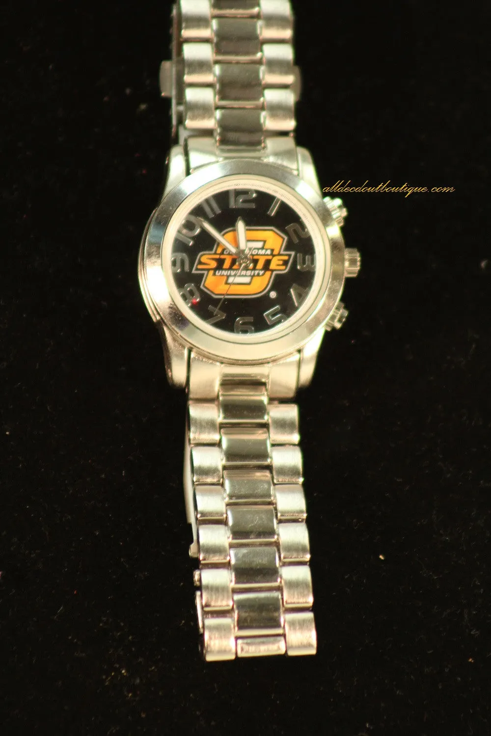 Silver/Black Oklahoma State University Logo | Metal Band with Clasp