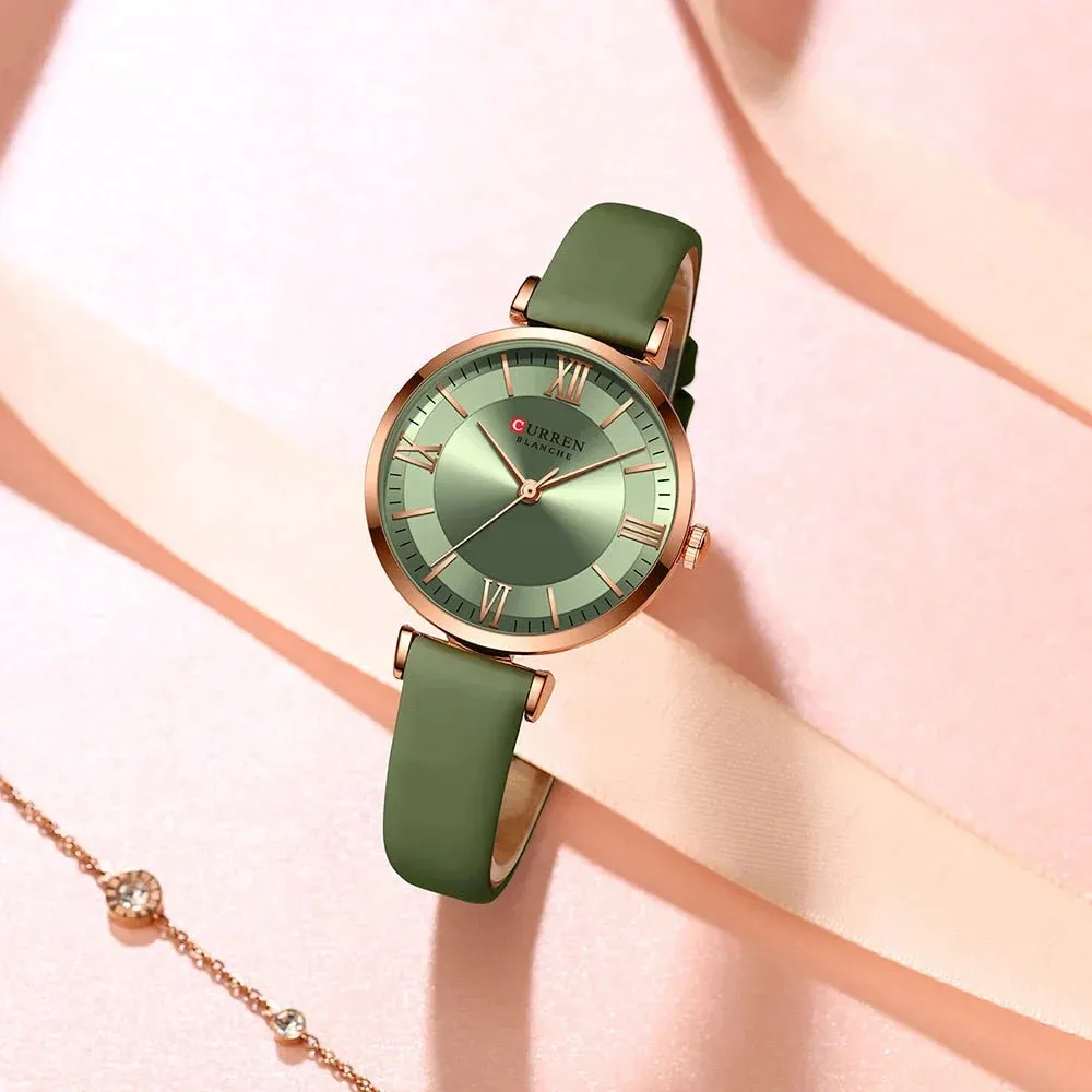 Simple Elegance Quartz Leather Wrist Watches for Women