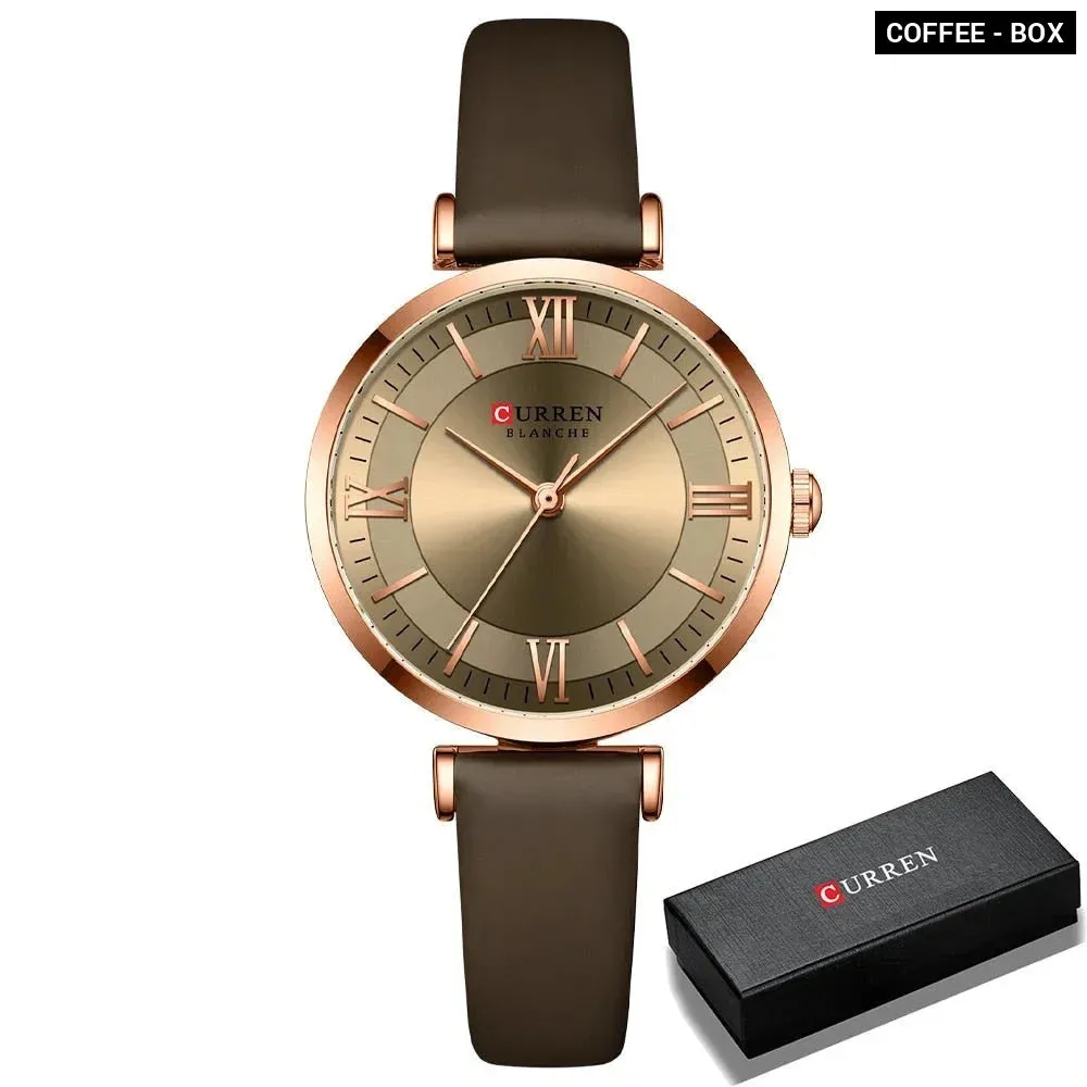 Simple Elegance Quartz Leather Wrist Watches for Women