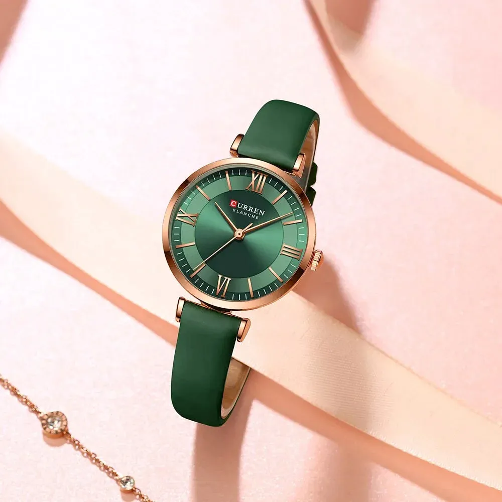 Simple Elegance Quartz Leather Wrist Watches for Women