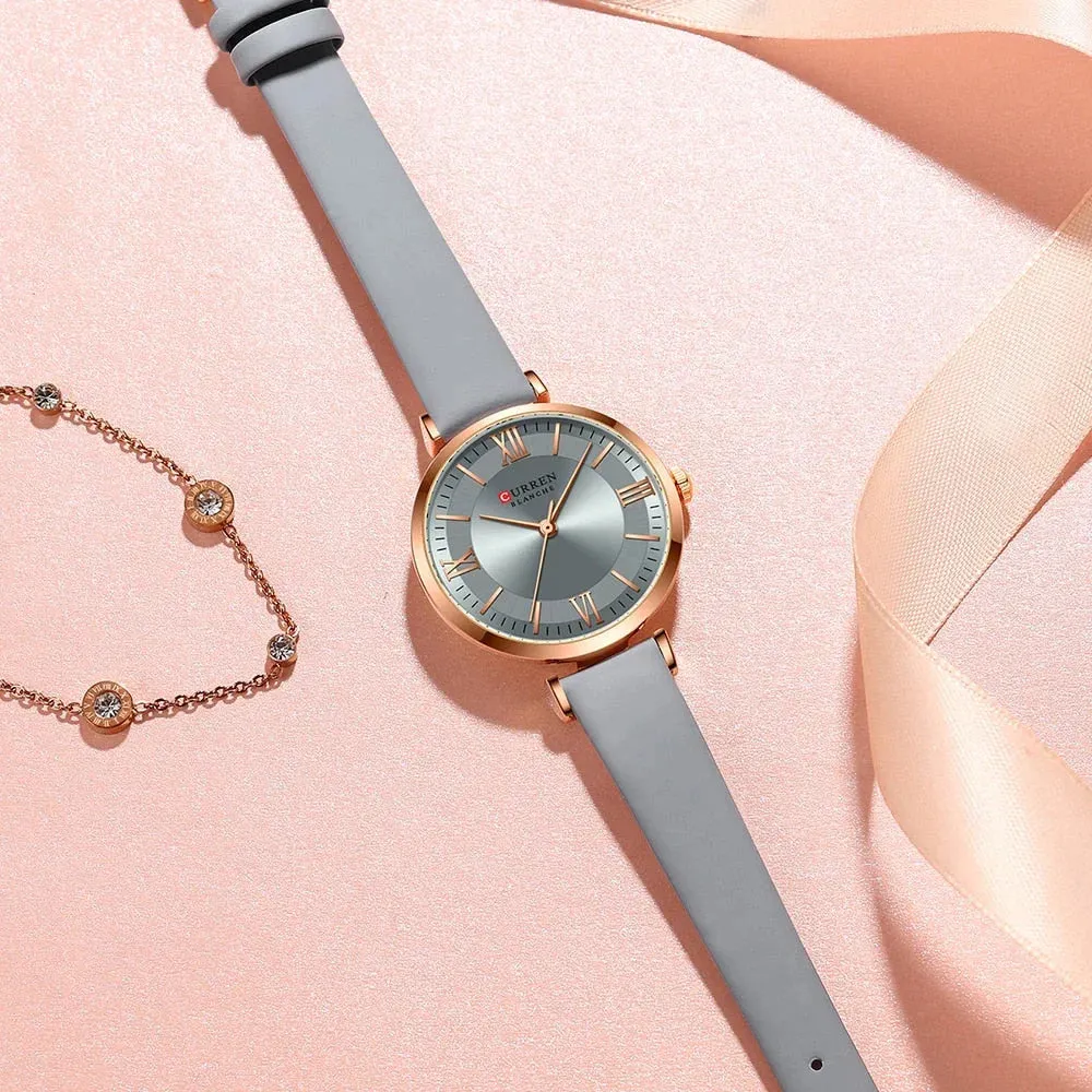 Simple Elegance Quartz Leather Wrist Watches for Women