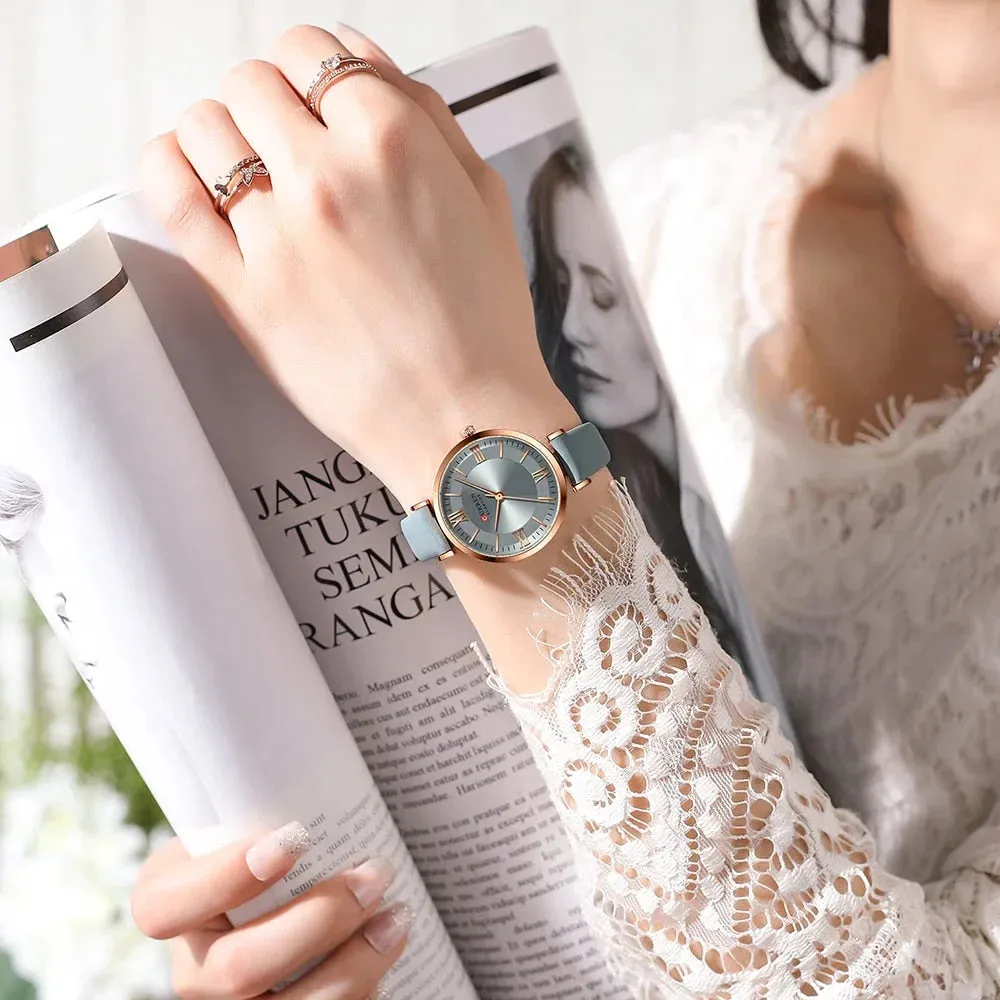 Simple Elegance Quartz Leather Wrist Watches for Women
