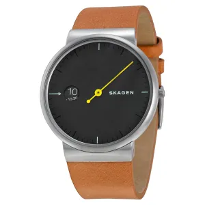 Skagen Ancher Grey Sandblast Dial Tan Leather Men's Watch SKW6194