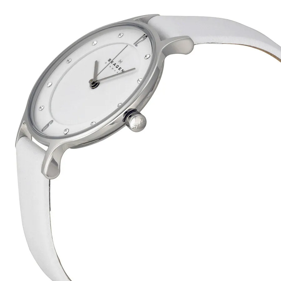 Skagen Anita White Dial White Leather Ladies Watch SKW2145