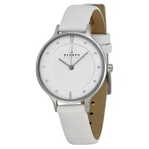 Skagen Anita White Dial White Leather Ladies Watch SKW2145