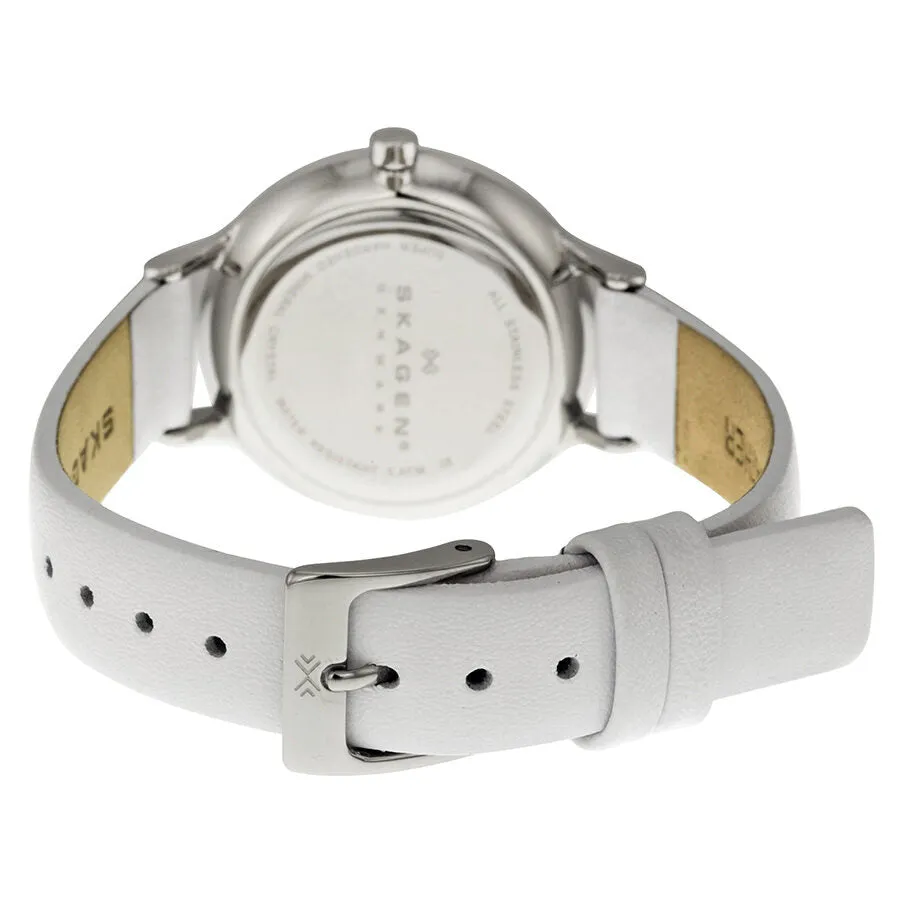 Skagen Anita White Dial White Leather Ladies Watch SKW2145