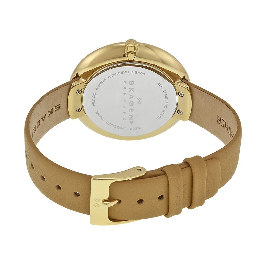 Skagen White Dial Beige Leather Ladies Watch SKW2137