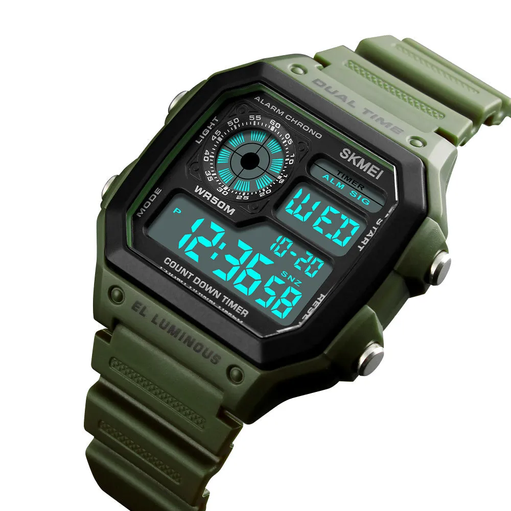 Skmei Wrist Watch for Men, Digital Sports Waterproof Watch with Dual Time Chronograph Countdown Alarm Backlight  The Orbit - 1299