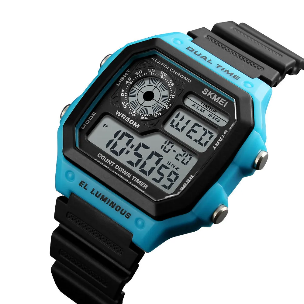 Skmei Wrist Watch for Men, Digital Sports Waterproof Watch with Dual Time Chronograph Countdown Alarm Backlight  The Orbit - 1299