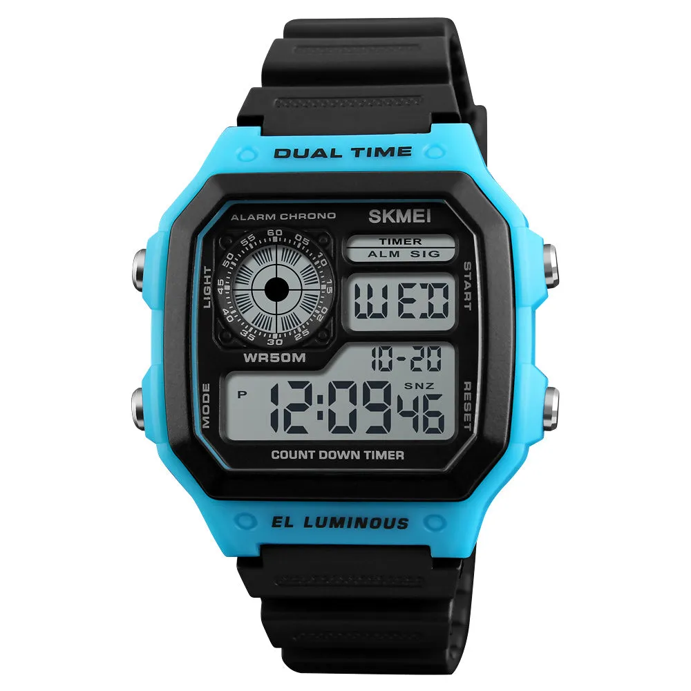 Skmei Wrist Watch for Men, Digital Sports Waterproof Watch with Dual Time Chronograph Countdown Alarm Backlight  The Orbit - 1299