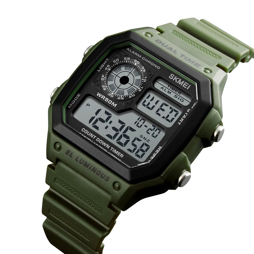 Skmei Wrist Watch for Men, Digital Sports Waterproof Watch with Dual Time Chronograph Countdown Alarm Backlight  The Orbit - 1299