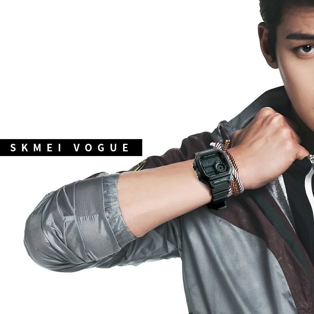 Skmei Wrist Watch for Men, Digital Sports Waterproof Watch with Dual Time Chronograph Countdown Alarm Backlight  The Orbit - 1299
