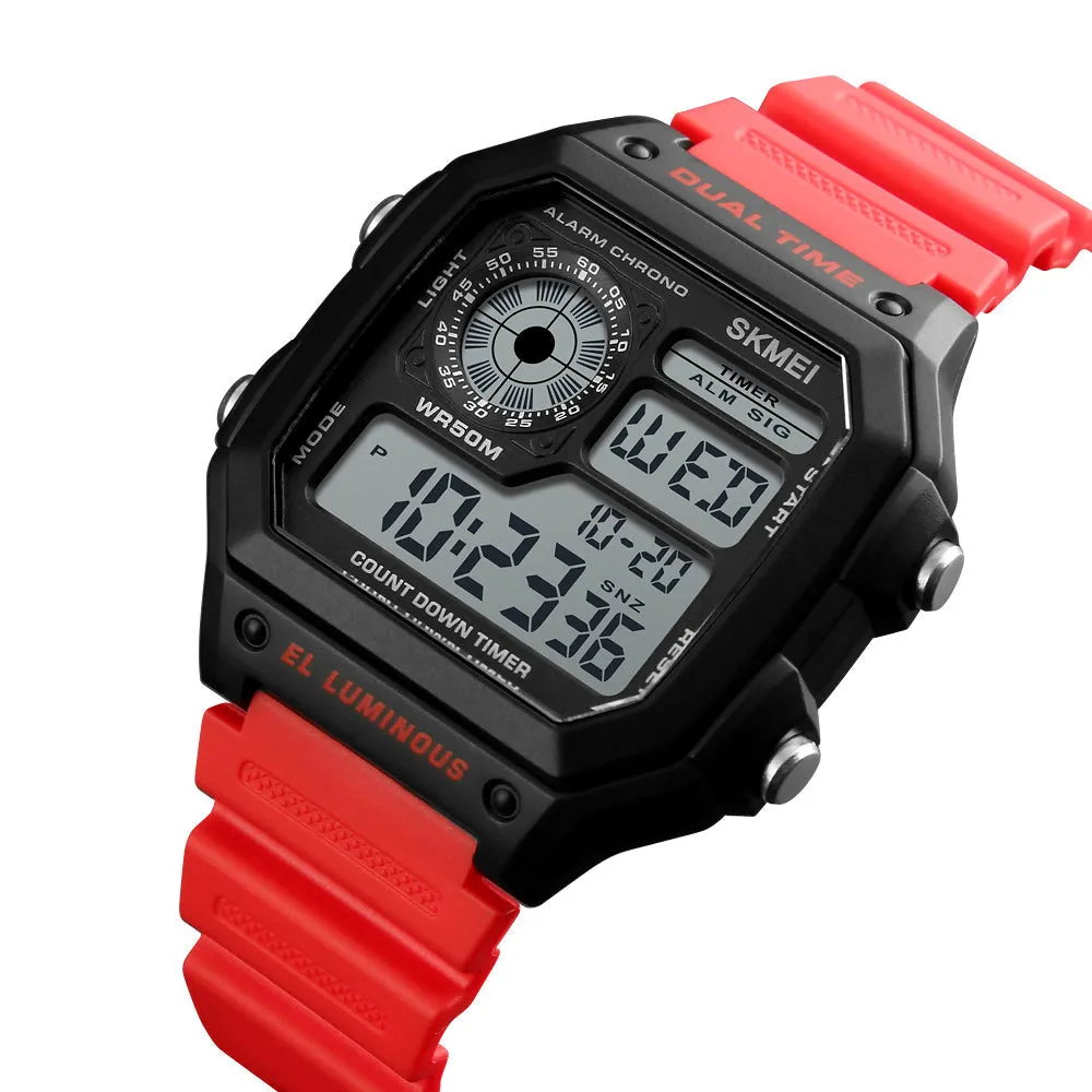 Skmei Wrist Watch for Men, Digital Sports Waterproof Watch with Dual Time Chronograph Countdown Alarm Backlight  The Orbit - 1299