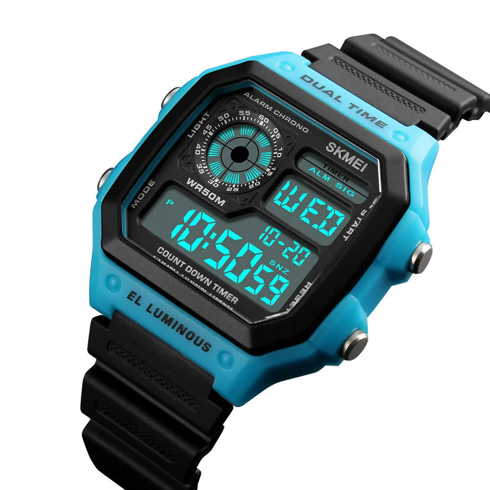 Skmei Wrist Watch for Men, Digital Sports Waterproof Watch with Dual Time Chronograph Countdown Alarm Backlight  The Orbit - 1299