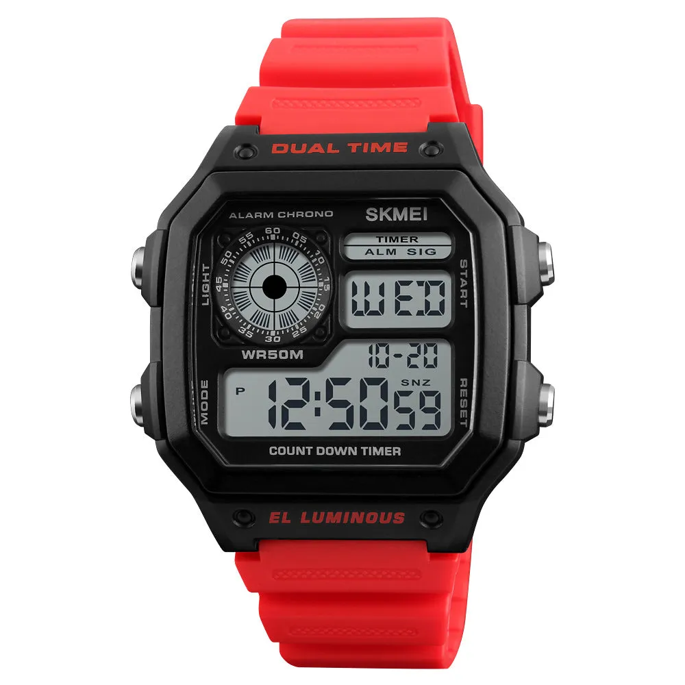 Skmei Wrist Watch for Men, Digital Sports Waterproof Watch with Dual Time Chronograph Countdown Alarm Backlight  The Orbit - 1299