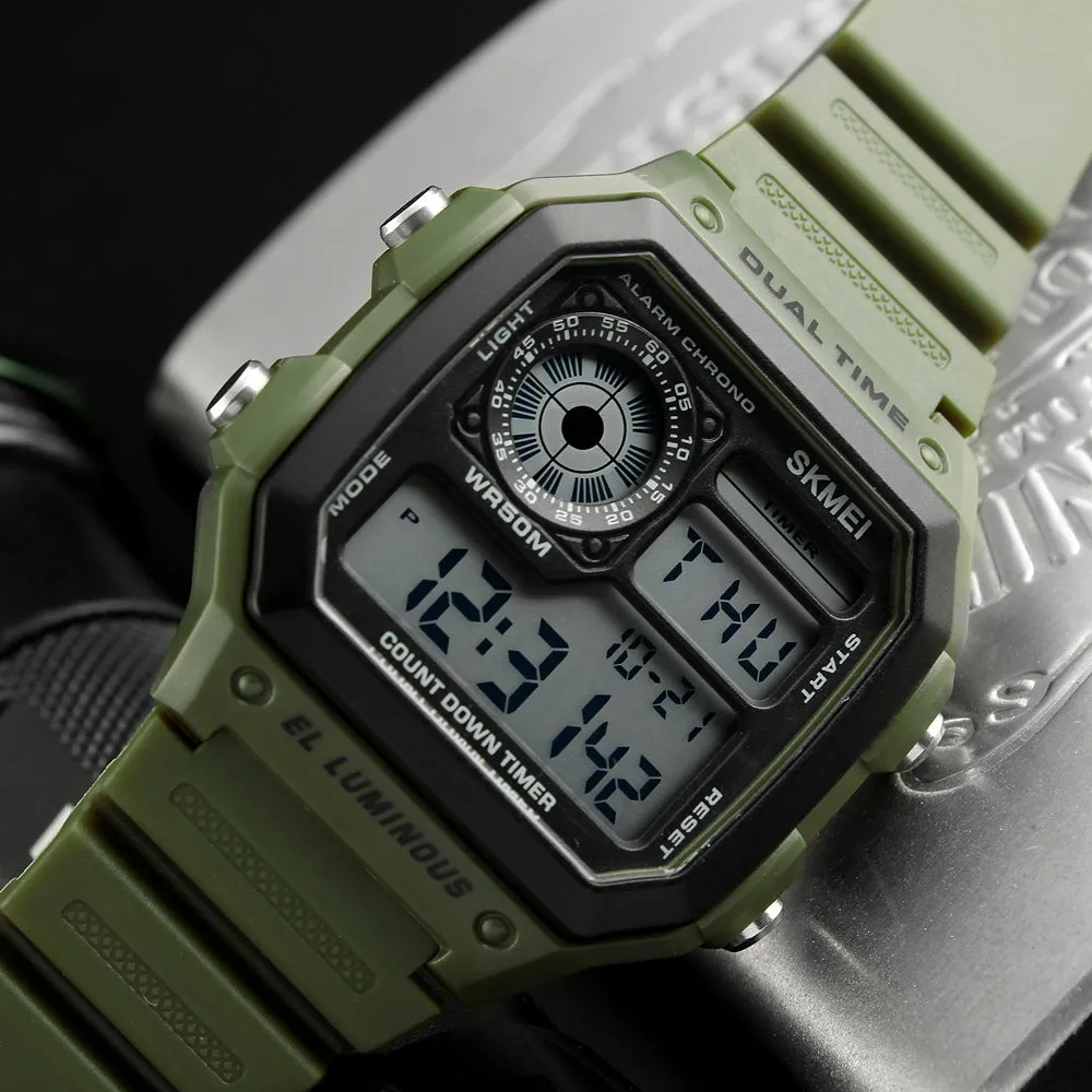 Skmei Wrist Watch for Men, Digital Sports Waterproof Watch with Dual Time Chronograph Countdown Alarm Backlight  The Orbit - 1299