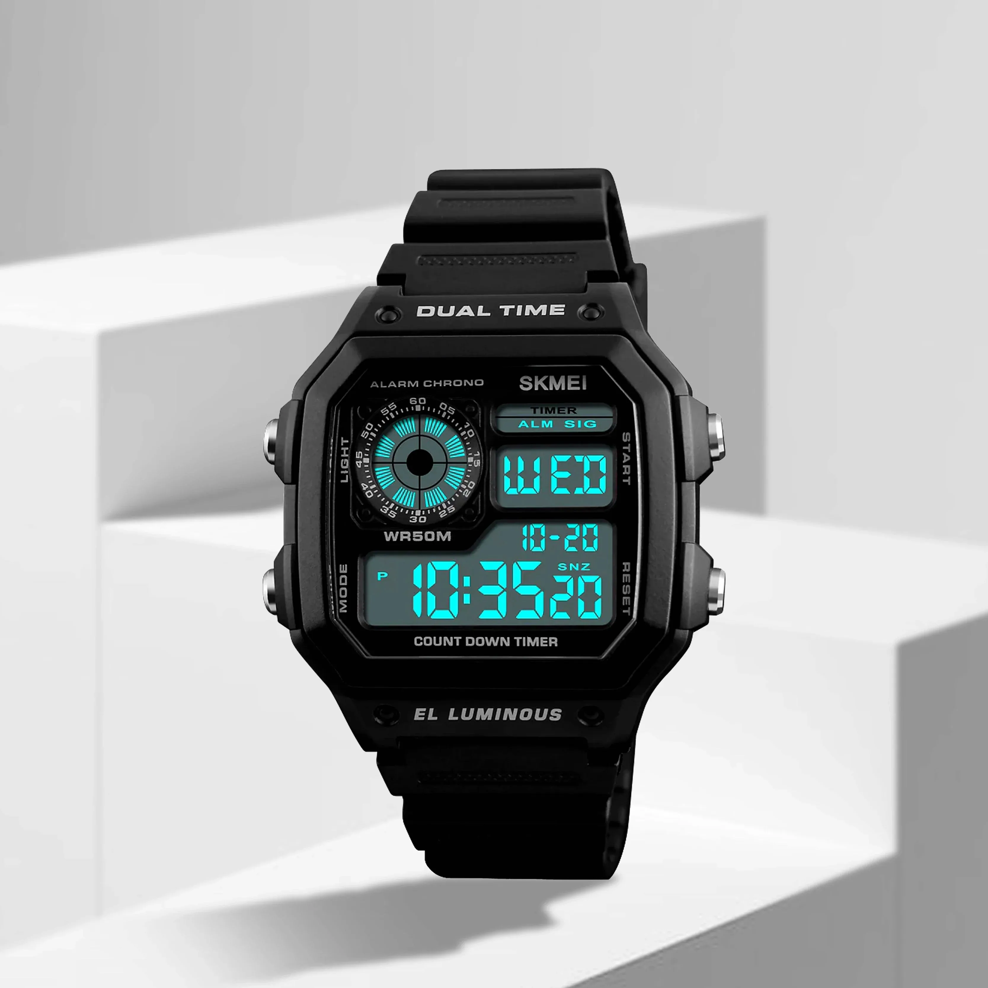 Skmei Wrist Watch for Men, Digital Sports Waterproof Watch with Dual Time Chronograph Countdown Alarm Backlight  The Orbit - 1299