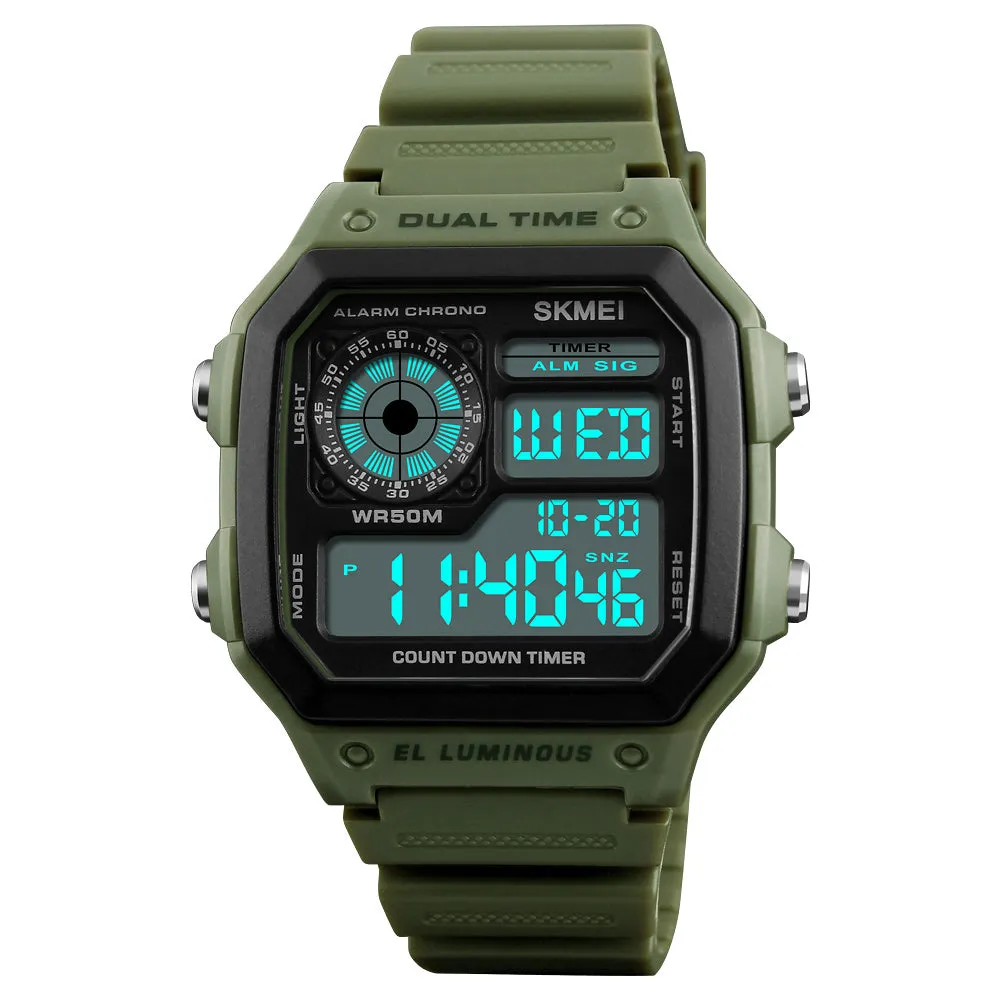 Skmei Wrist Watch for Men, Digital Sports Waterproof Watch with Dual Time Chronograph Countdown Alarm Backlight  The Orbit - 1299