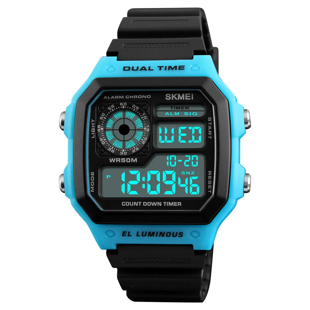 Skmei Wrist Watch for Men, Digital Sports Waterproof Watch with Dual Time Chronograph Countdown Alarm Backlight  The Orbit - 1299