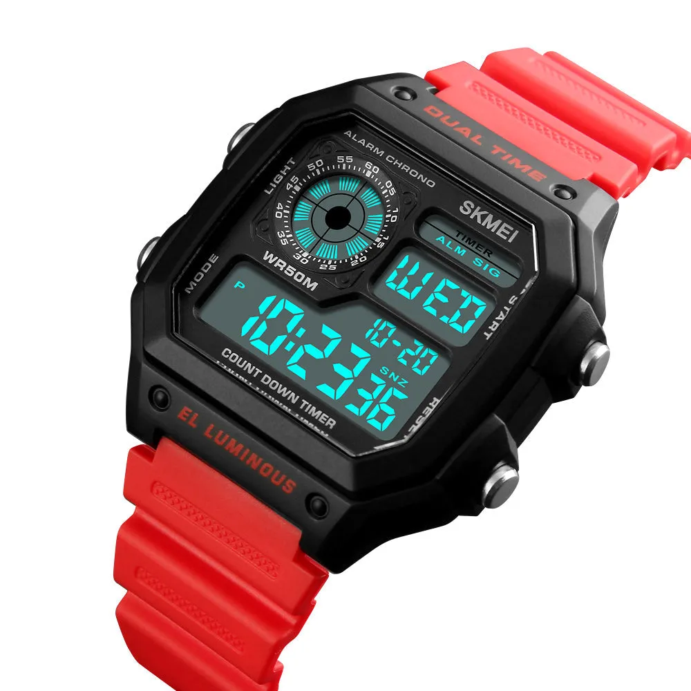 Skmei Wrist Watch for Men, Digital Sports Waterproof Watch with Dual Time Chronograph Countdown Alarm Backlight  The Orbit - 1299