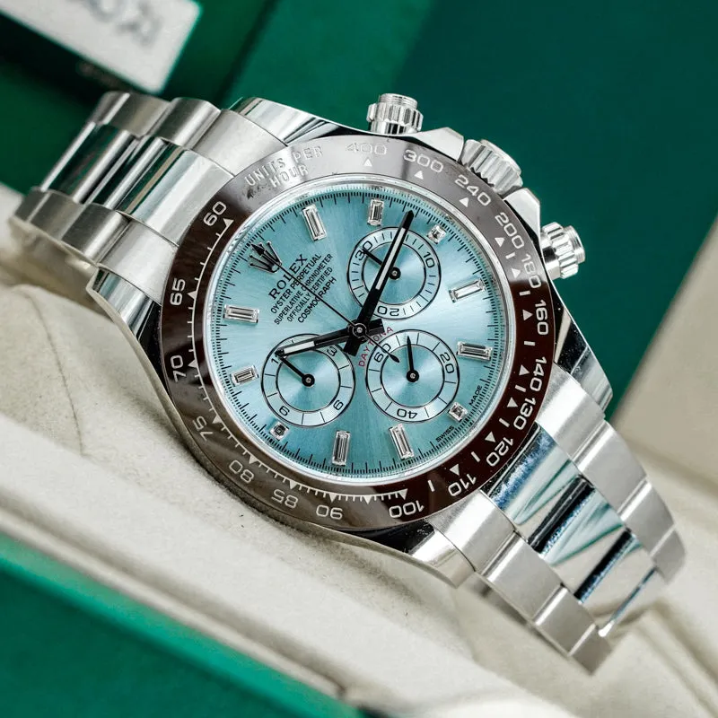 SOLD - 4/26/25 - Rolex Daytona 116506 Platinum Ice Blue Diamond Dial 2021 Full Set B&P