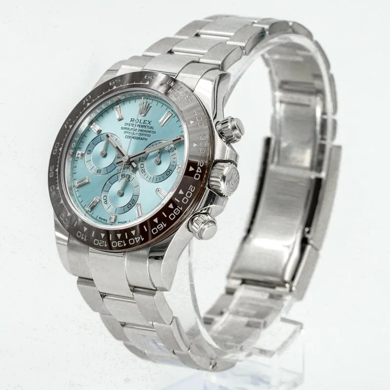SOLD - 4/26/25 - Rolex Daytona 116506 Platinum Ice Blue Diamond Dial 2021 Full Set B&P