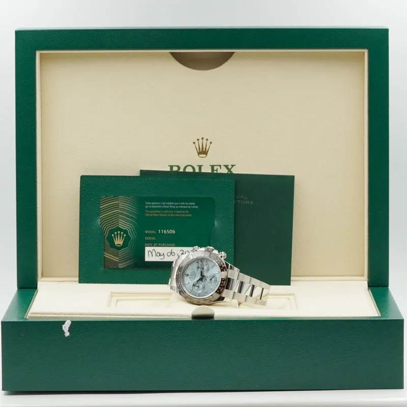 SOLD - 4/26/25 - Rolex Daytona 116506 Platinum Ice Blue Diamond Dial 2021 Full Set B&P