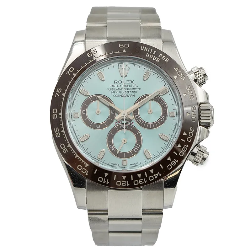 SOLD - 5-22-24 - Rolex Daytona Platinum Ice Blue Dial 116506-0002 B&P 2014