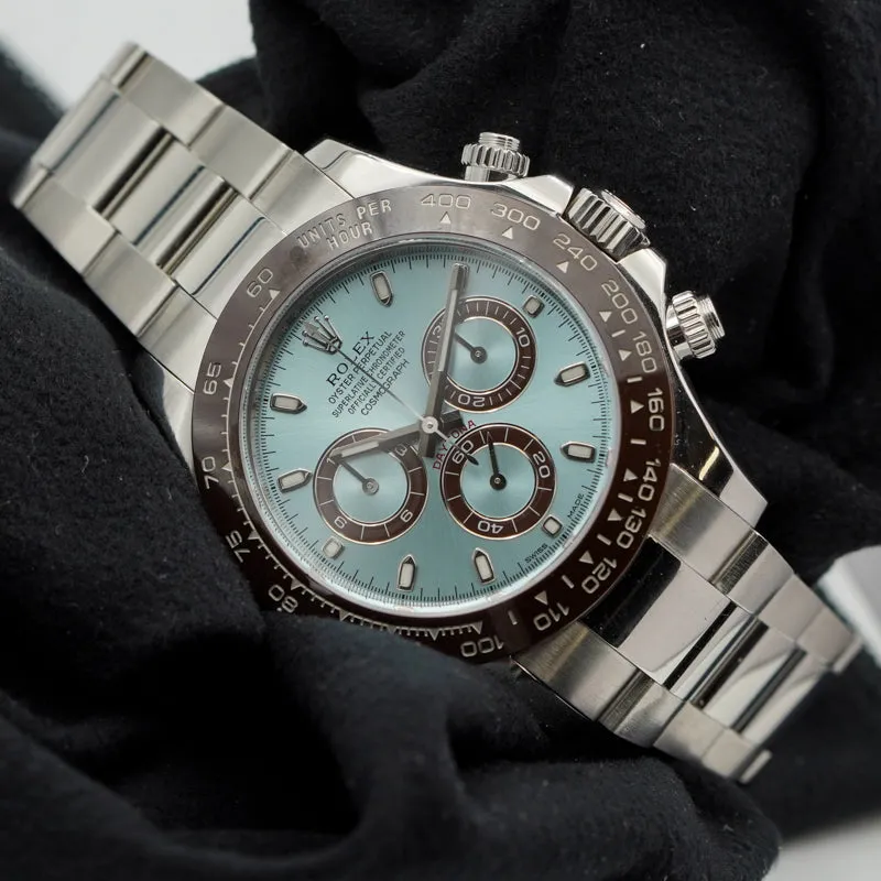 SOLD - 5-22-24 - Rolex Daytona Platinum Ice Blue Dial 116506-0002 B&P 2014
