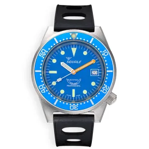 Squale 1521 Blue Blasted on Black Rubber Strap - 1521BLUEBL.NT