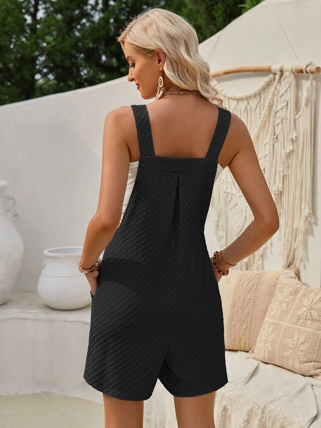 Square Neck Wide Strap Romper (3 Colors)