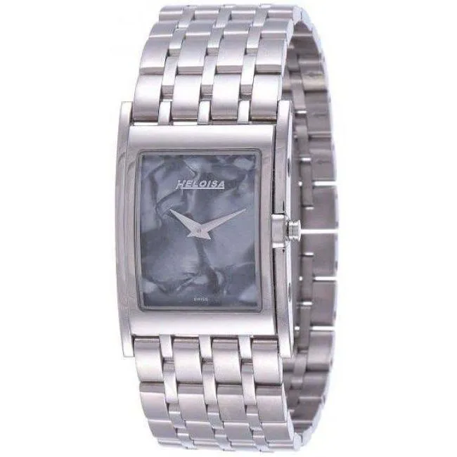Stainless Steel with Blue MOP Dial Rectangular Case Watch For Men and Women - Heloisa 76081324
