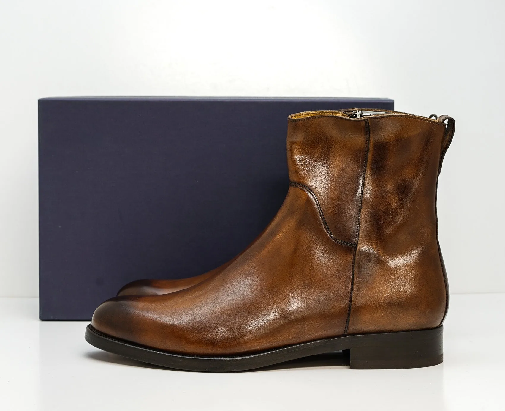 Stefano Stefani Men's Brandy Leather Ankle Boot 5607 20% OFF