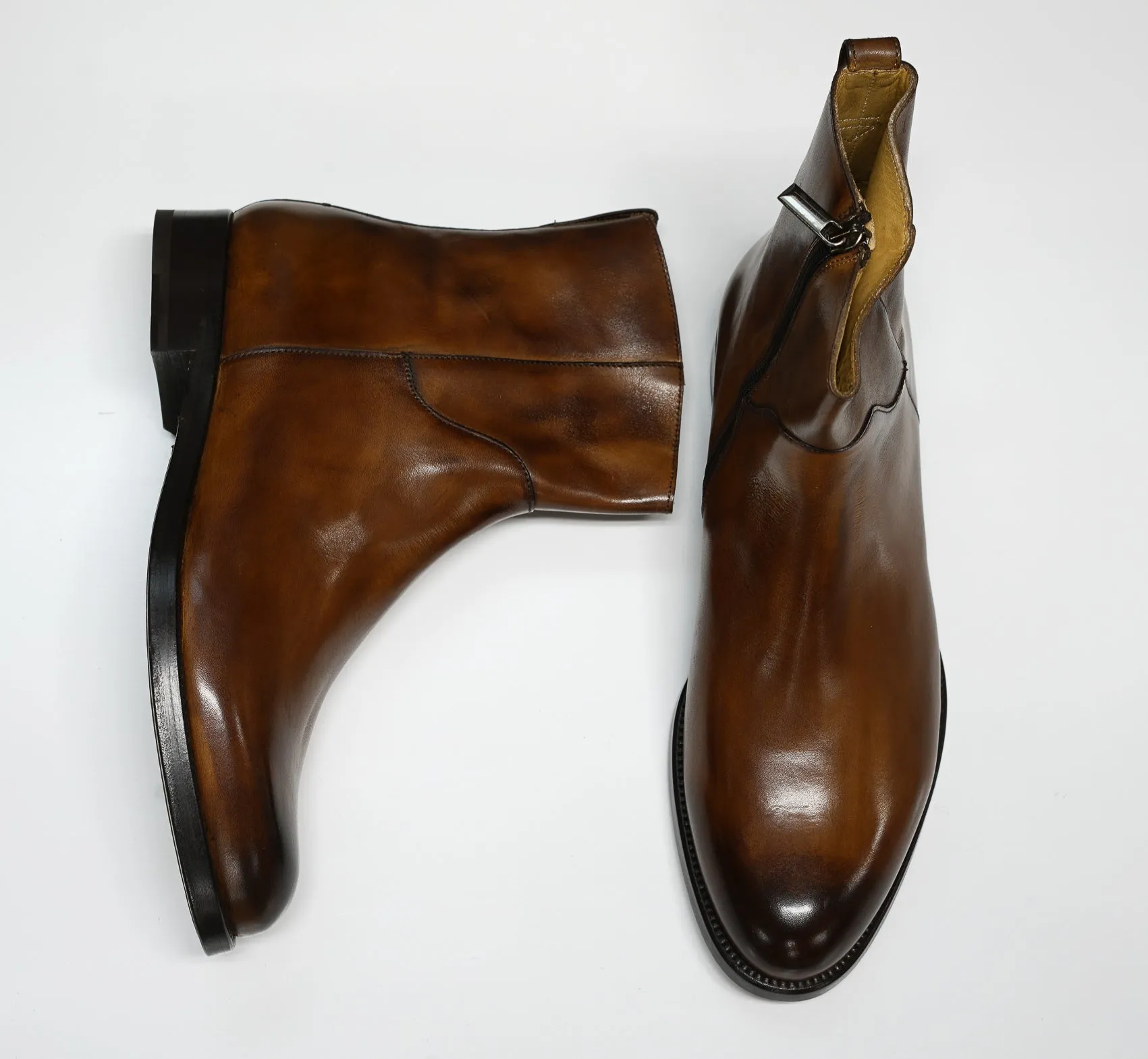Stefano Stefani Men's Brandy Leather Ankle Boot 5607 20% OFF