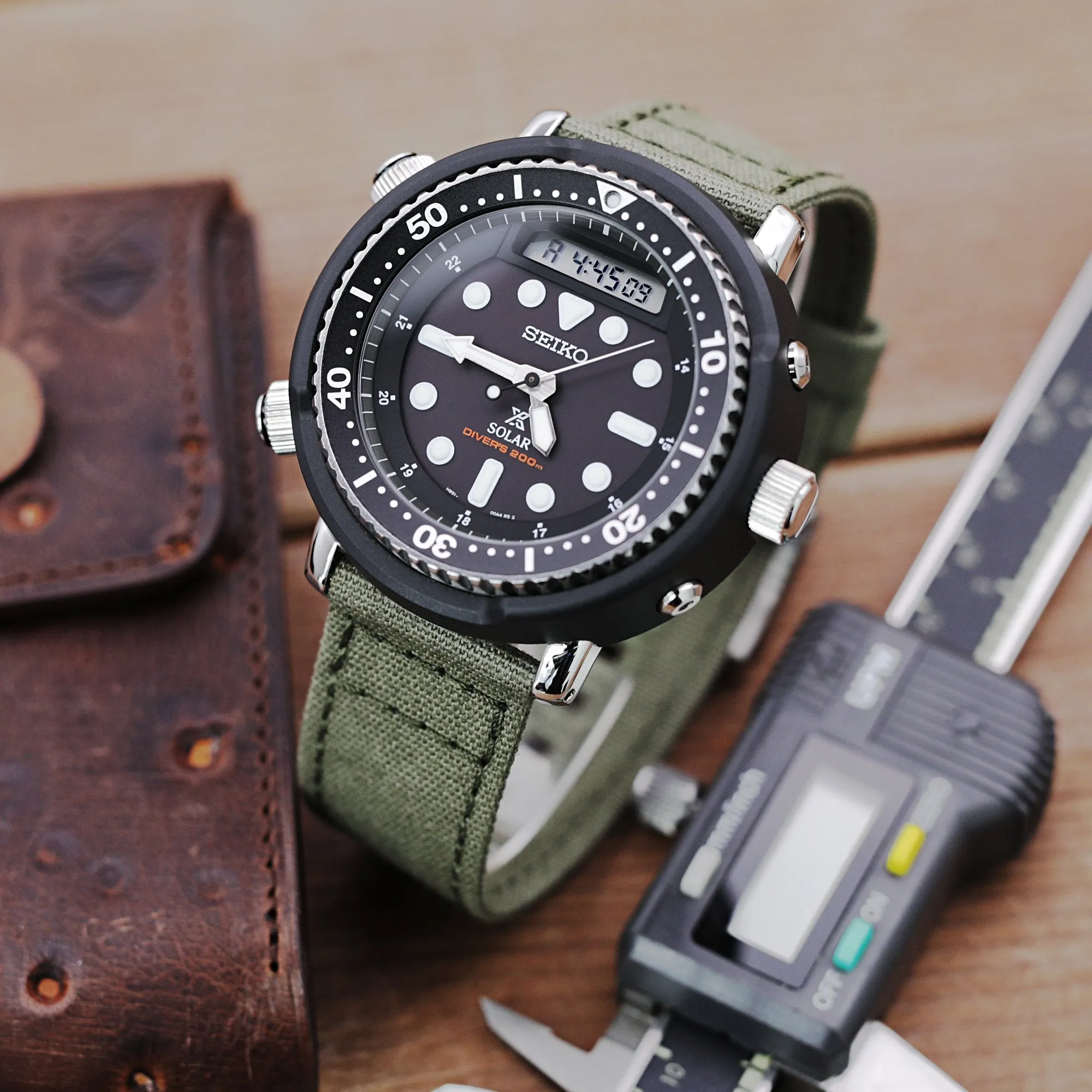 Straight Quick Release Canvas Watch Strap in Military Green, 20mm or 22mm