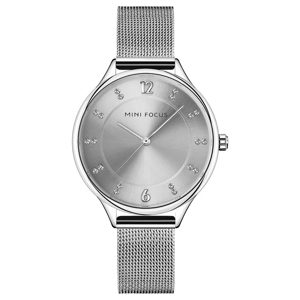 Stylish simple diamond set Japanese movement waterproof Milan watch with female watch