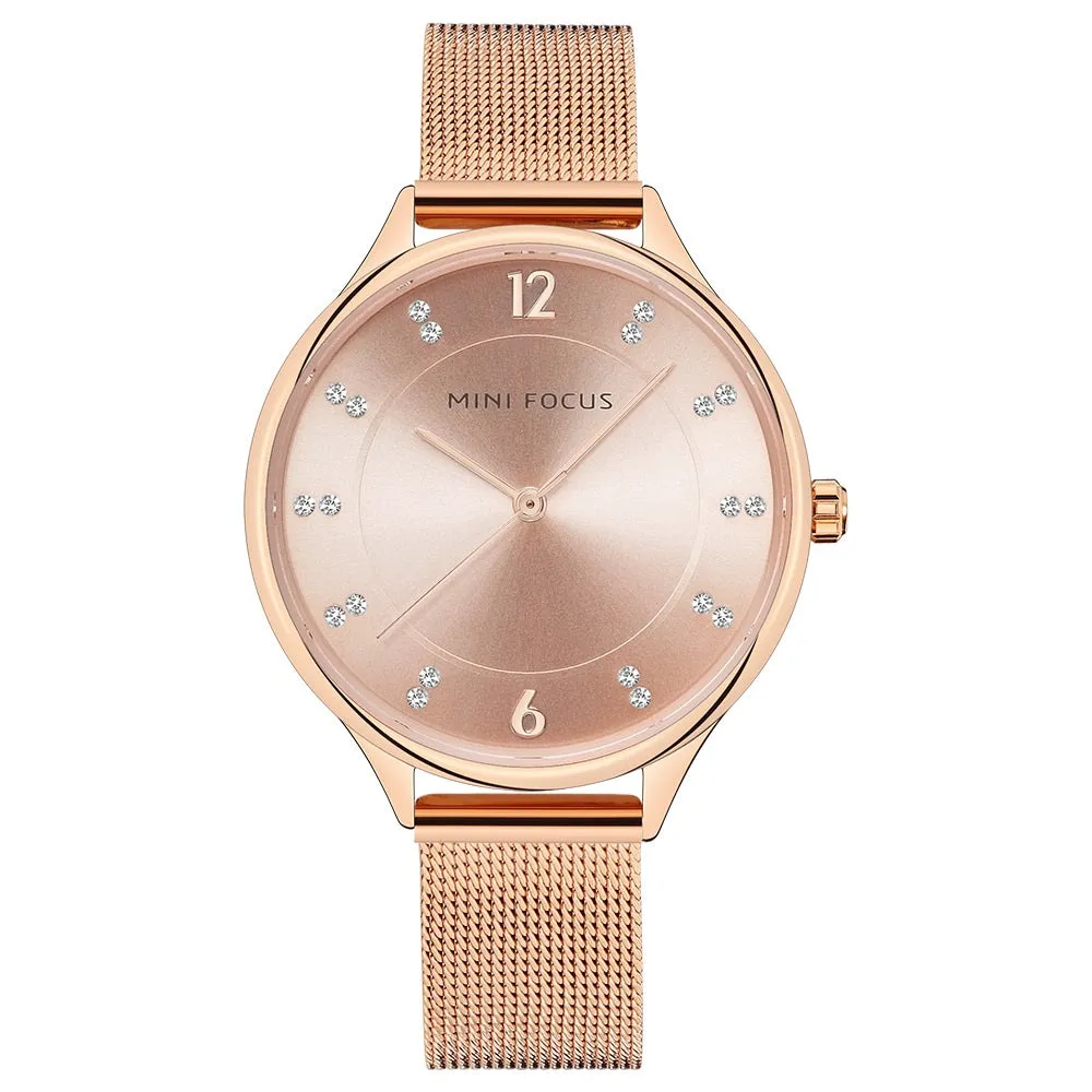 Stylish simple diamond set Japanese movement waterproof Milan watch with female watch