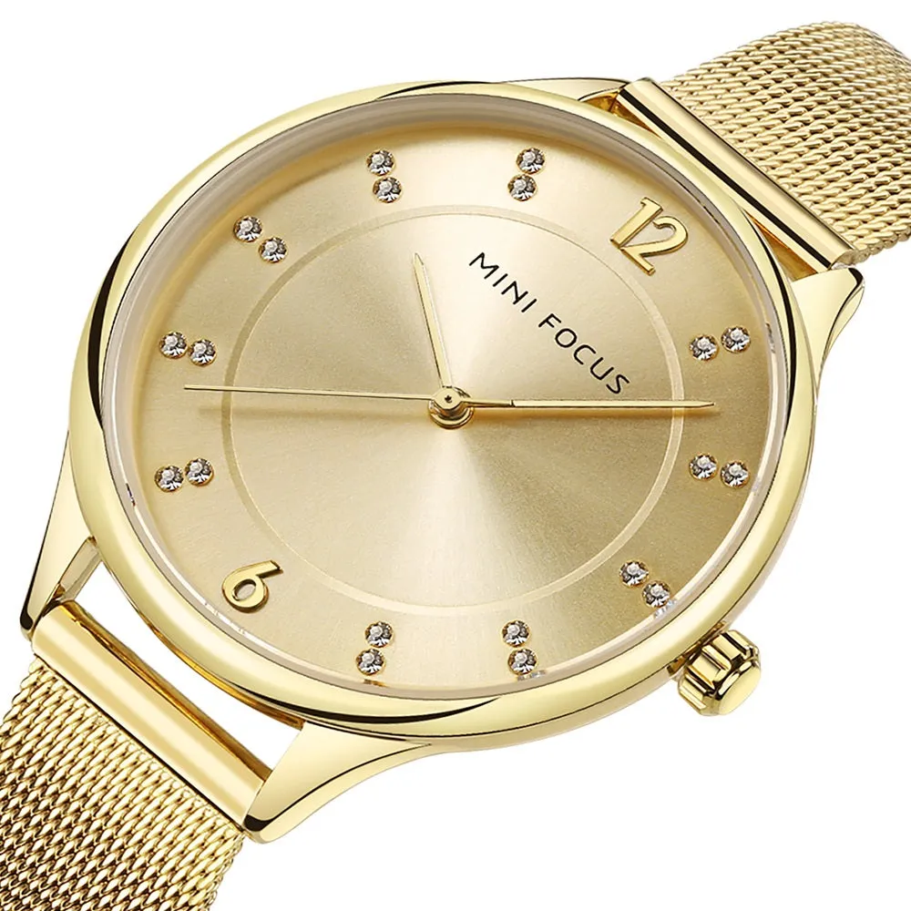 Stylish simple diamond set Japanese movement waterproof Milan watch with female watch