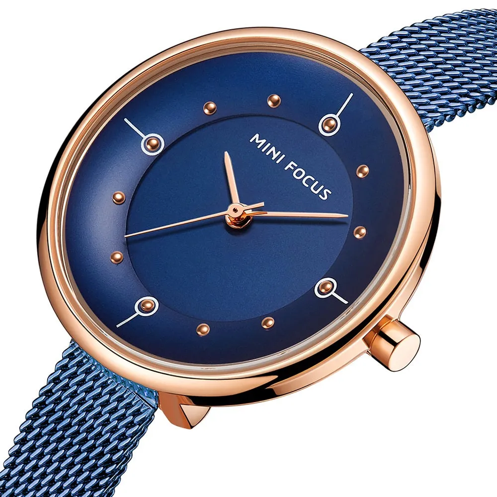 Stylish simple Japanese movement waterproof Milan steel belt female watch